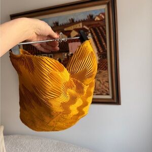 La Perla Yellow Pleated geometric Crop Top